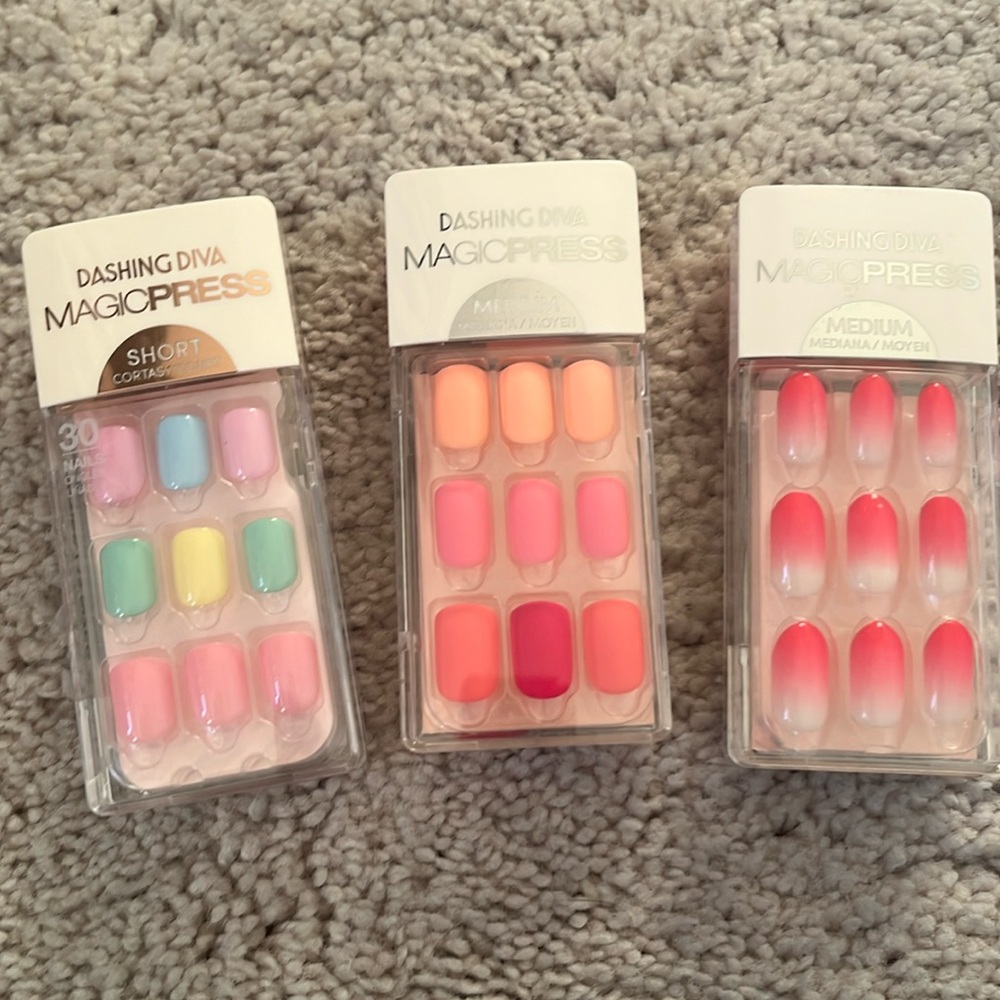 Bright Dashing Diva MagicPress Medium and Short Length Press On Nails